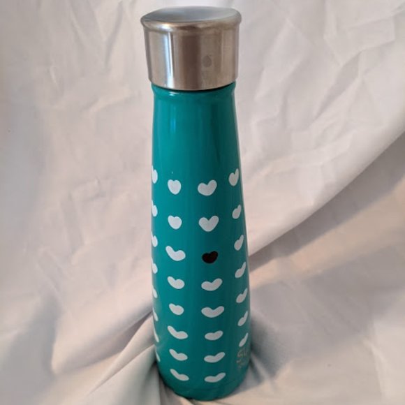 Sip by S'well Teal Bottle with White Hearts - Picture 1 of 7